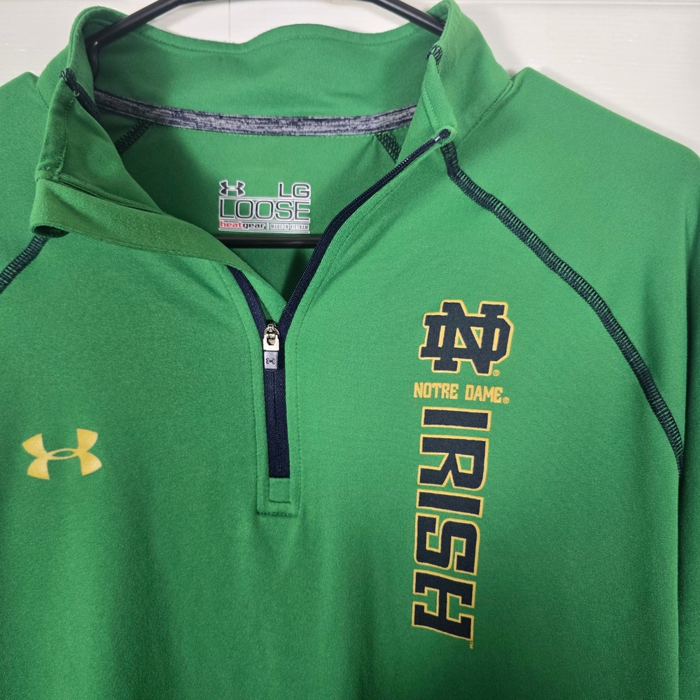 Under Armour Notre Dame Fighting Irish HeatGear Quarter Zip Green Men's Large